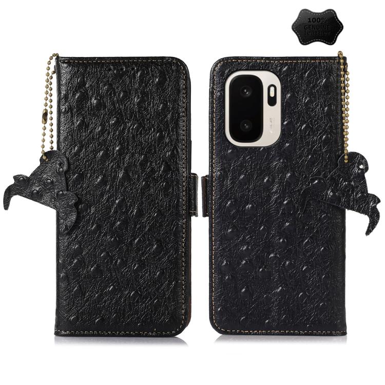 Ostrich Pattern Genuine Leather RFID Phone Case