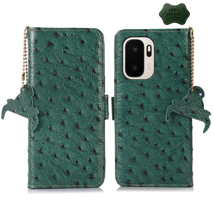 Ostrich Pattern Genuine Leather RFID Phone Case