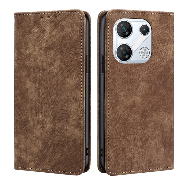 RFID Anti-theft Brush Magnetic Leather Phone Case — Purple