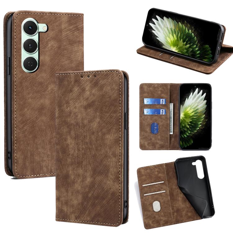 RFID Anti-theft Brush Magnetic Leather Phone Case