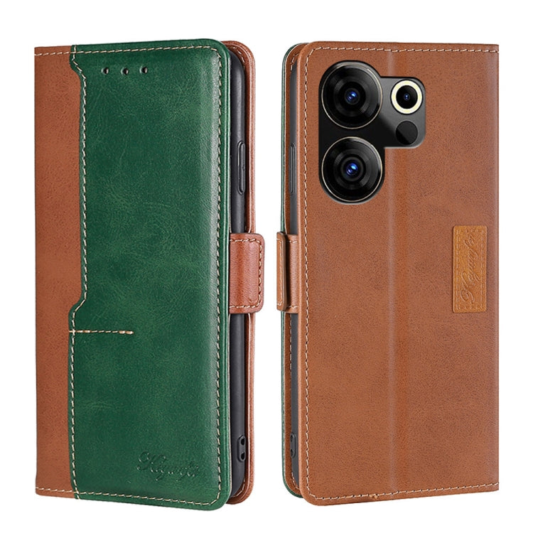Contrast Color Side Buckle Leather Phone Case