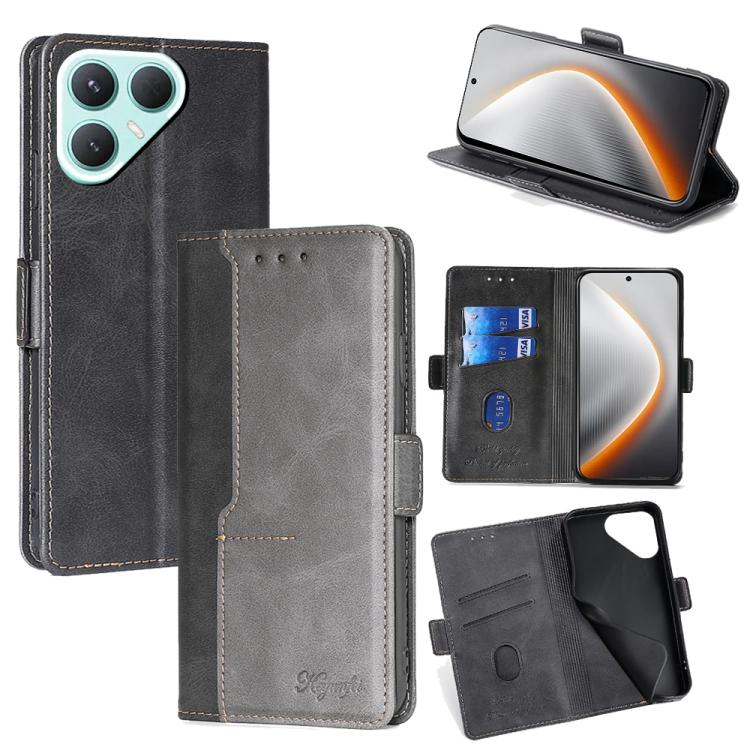 Contrast Color Side Buckle Leather Phone Case