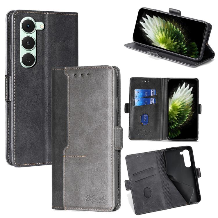 Contrast Color Side Buckle Leather Phone Case