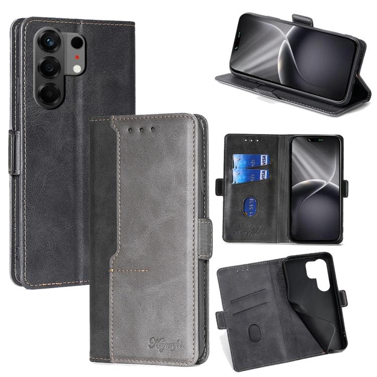 Contrast Color Side Buckle Leather Phone Case