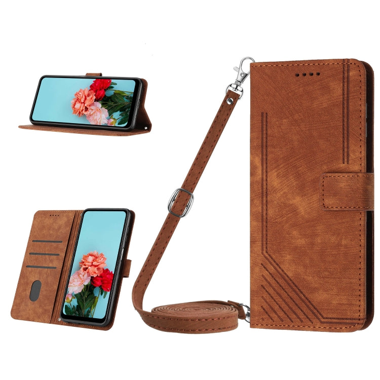 Skin Feel Stripe Pattern Leather Phone Case with Lanyard — view 18