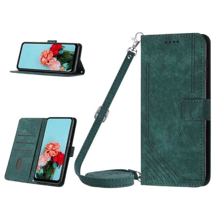 Skin Feel Stripe Pattern Leather Phone Case with Lanyard — view 14