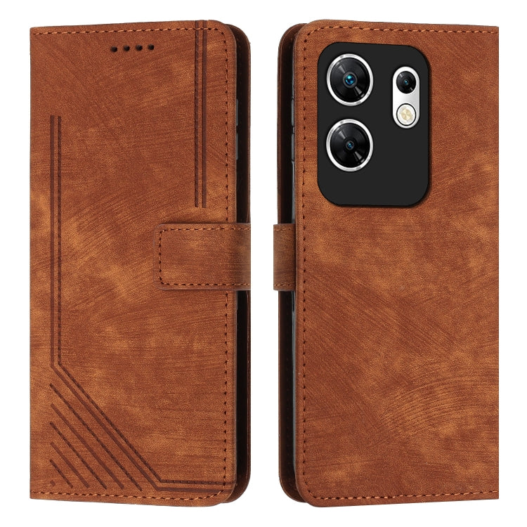 Skin Feel Stripe Pattern Leather Phone Case with Lanyard — view 37
