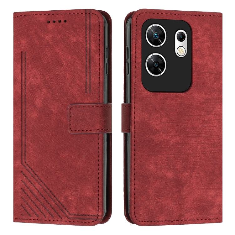 Skin Feel Stripe Pattern Leather Phone Case with Lanyard — view 38