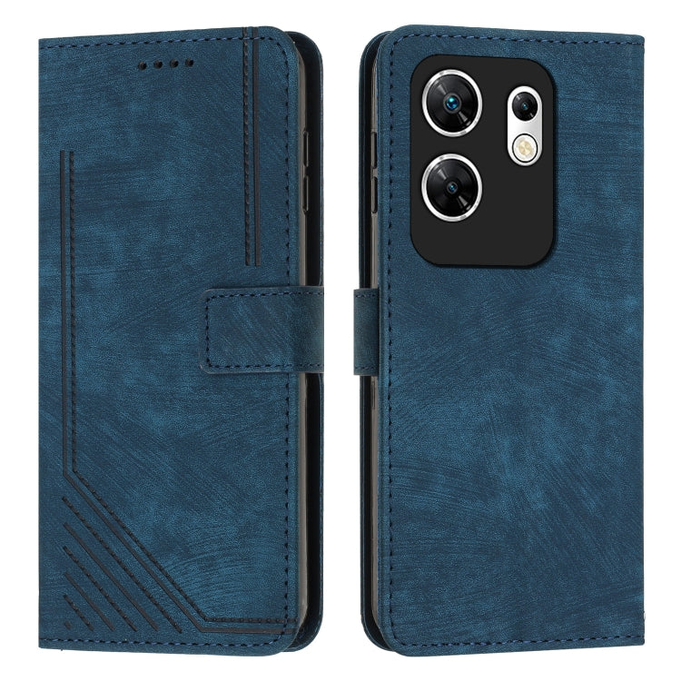 Skin Feel Stripe Pattern Leather Phone Case with Lanyard — view 40