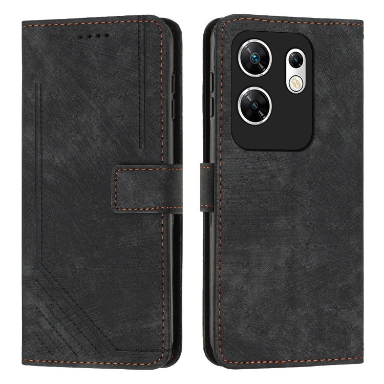 Skin Feel Stripe Pattern Leather Phone Case with Lanyard — view 41