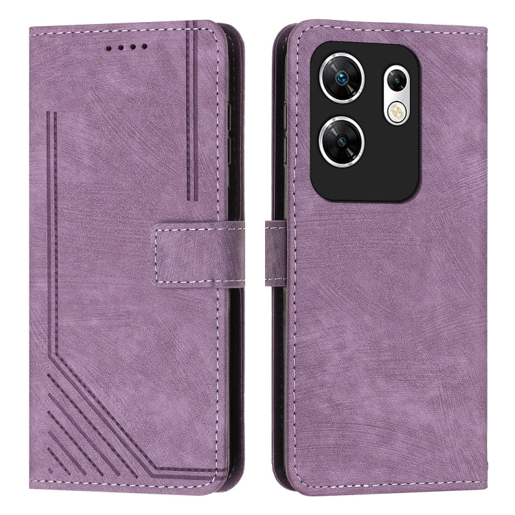 Skin Feel Stripe Pattern Leather Phone Case with Lanyard — view 42