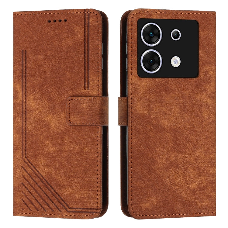 Skin Feel Stripe Pattern Leather Phone Case with Lanyard — view 43