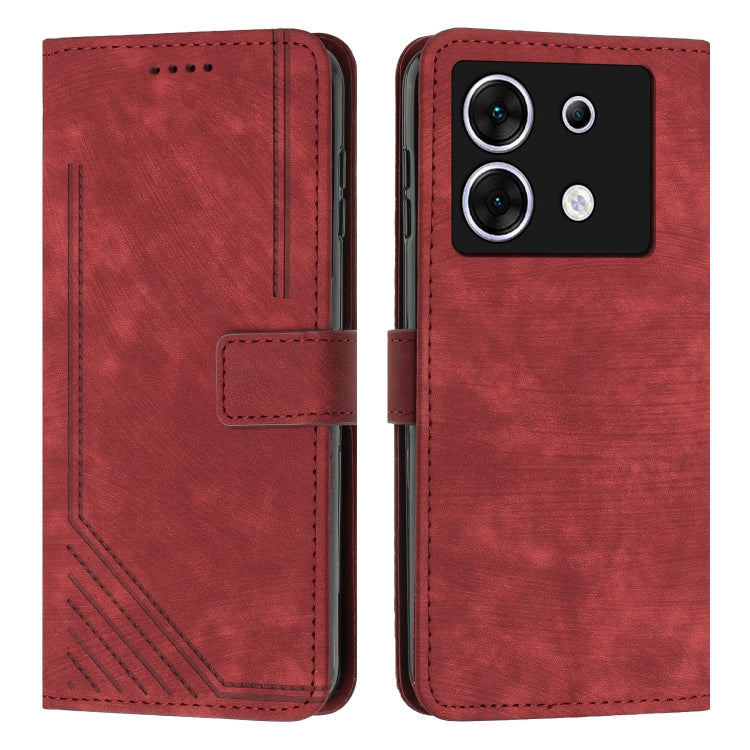 Skin Feel Stripe Pattern Leather Phone Case with Lanyard — view 44