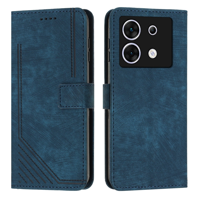 Skin Feel Stripe Pattern Leather Phone Case with Lanyard — view 46