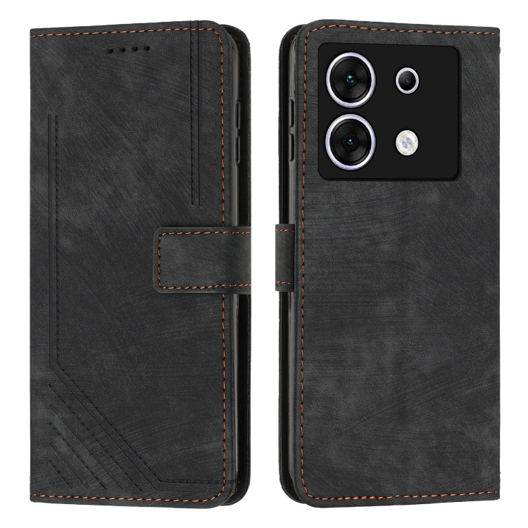 Skin Feel Stripe Pattern Leather Phone Case with Lanyard — view 47