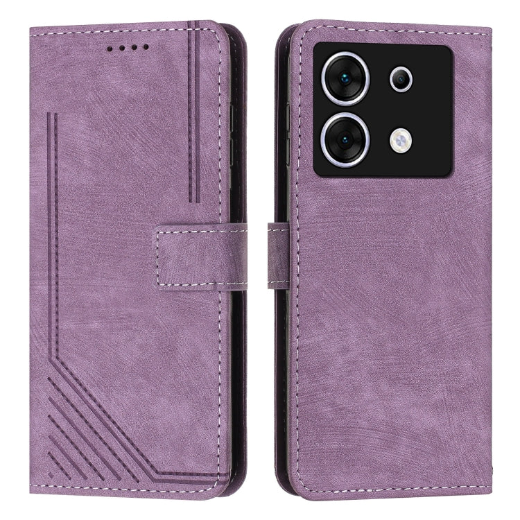 Skin Feel Stripe Pattern Leather Phone Case with Lanyard — view 48