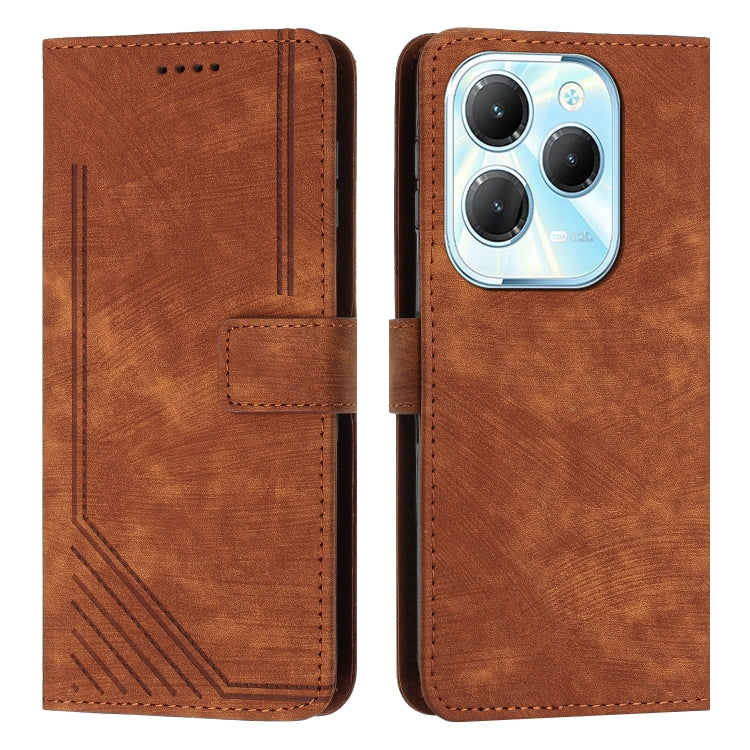 Skin Feel Stripe Pattern Leather Phone Case with Lanyard — view 19