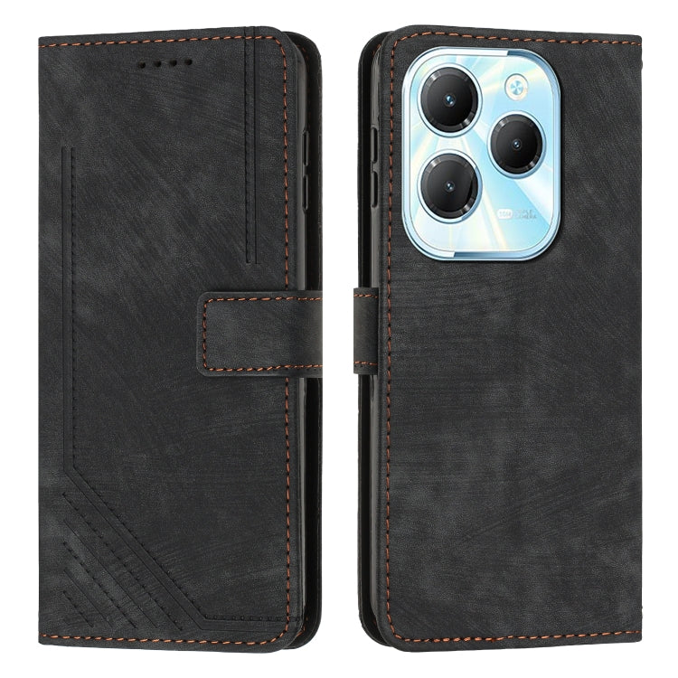 Skin Feel Stripe Pattern Leather Phone Case with Lanyard — view 23