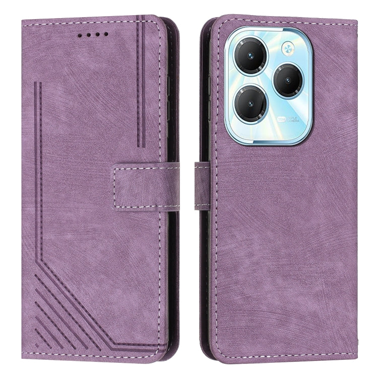 Skin Feel Stripe Pattern Leather Phone Case with Lanyard — view 24