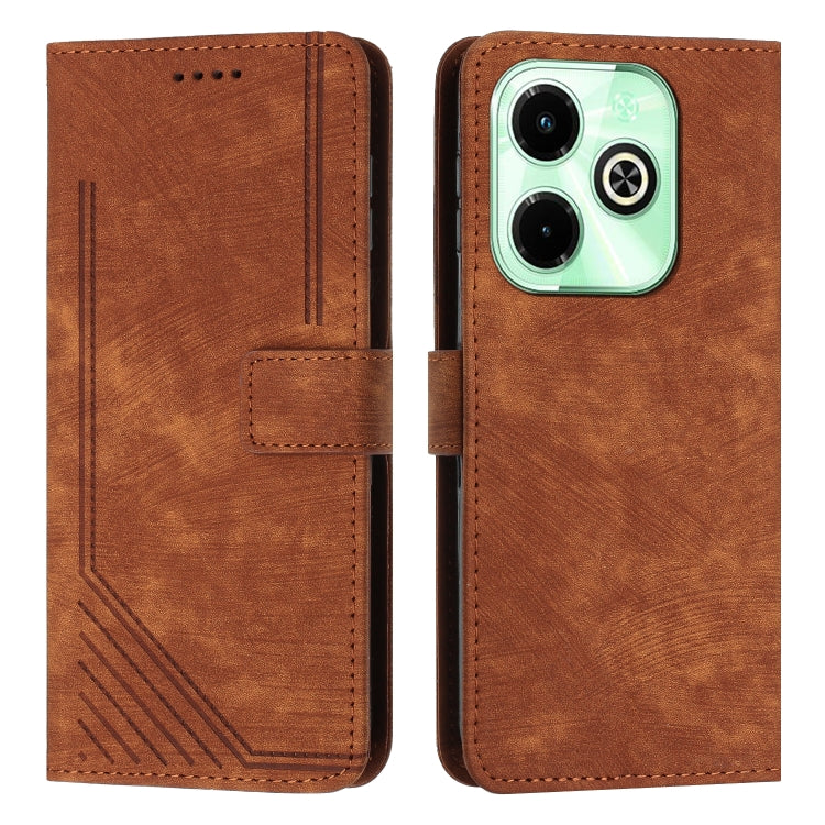 Skin Feel Stripe Pattern Leather Phone Case with Lanyard — view 25