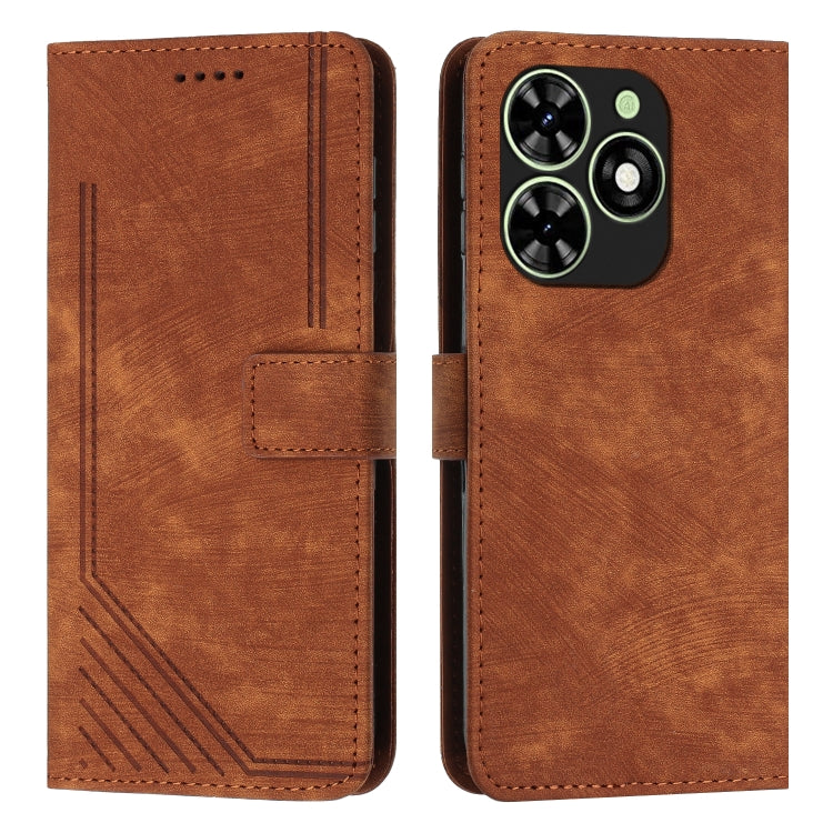 Skin Feel Stripe Pattern Leather Phone Case with Lanyard — view 31