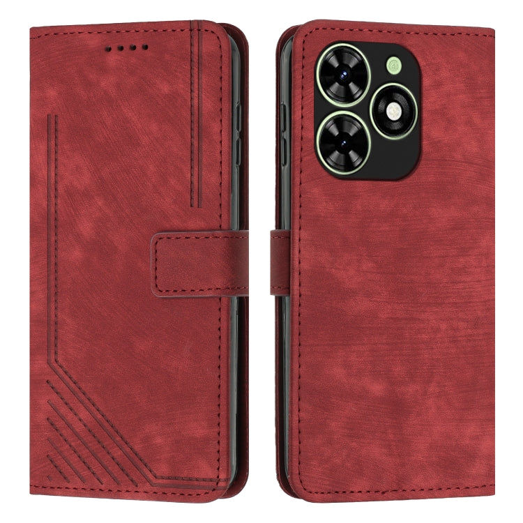 Skin Feel Stripe Pattern Leather Phone Case with Lanyard — view 32