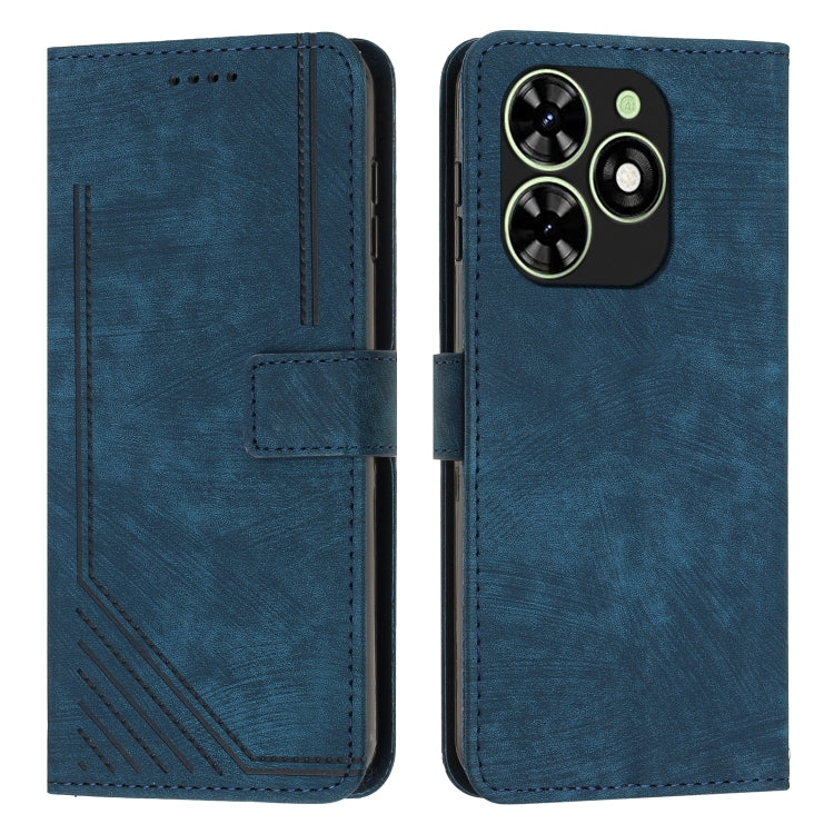 Skin Feel Stripe Pattern Leather Phone Case with Lanyard — view 34