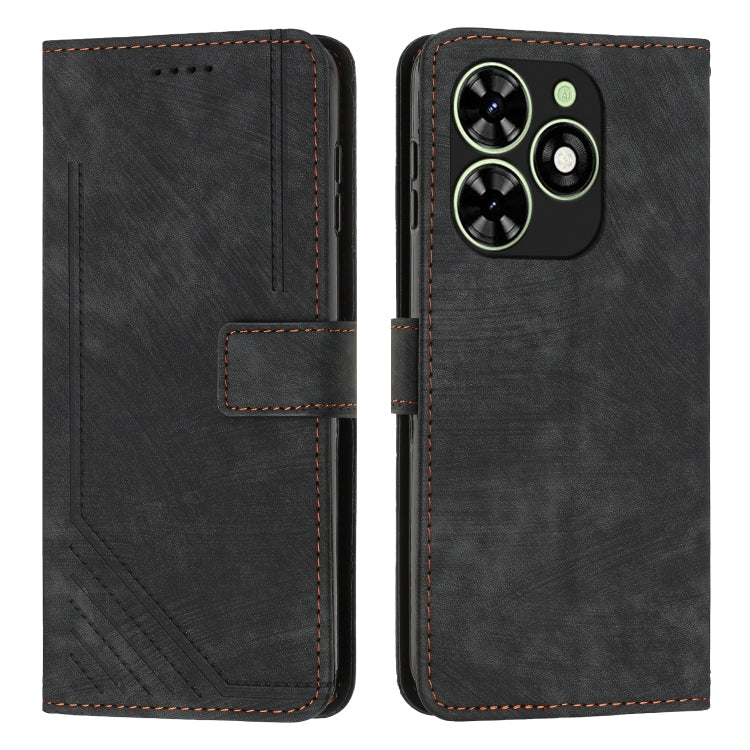 Skin Feel Stripe Pattern Leather Phone Case with Lanyard — view 35
