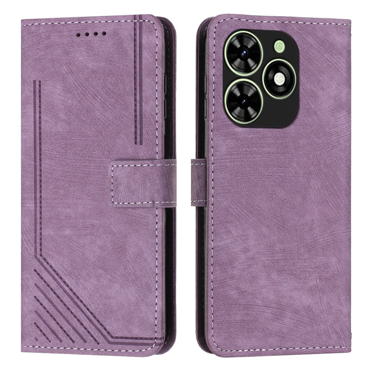 Skin Feel Stripe Pattern Leather Phone Case with Lanyard — view 36
