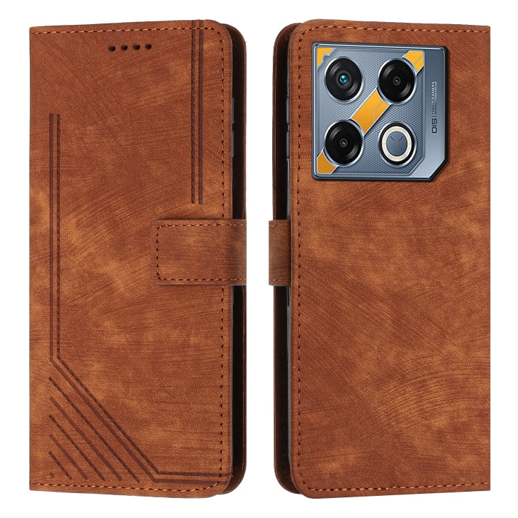 Skin Feel Stripe Pattern Leather Phone Case with Lanyard — view 61