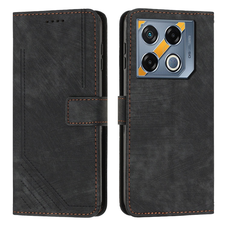 Skin Feel Stripe Pattern Leather Phone Case with Lanyard — view 65