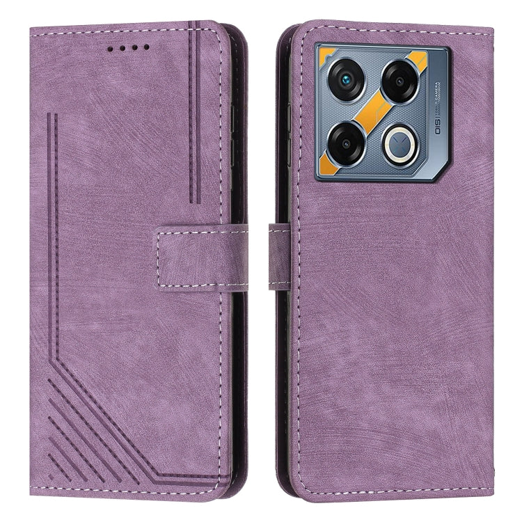 Skin Feel Stripe Pattern Leather Phone Case with Lanyard — view 66