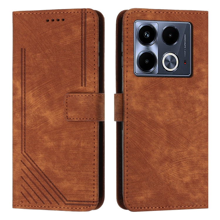 Skin Feel Stripe Pattern Leather Phone Case with Lanyard — view 55