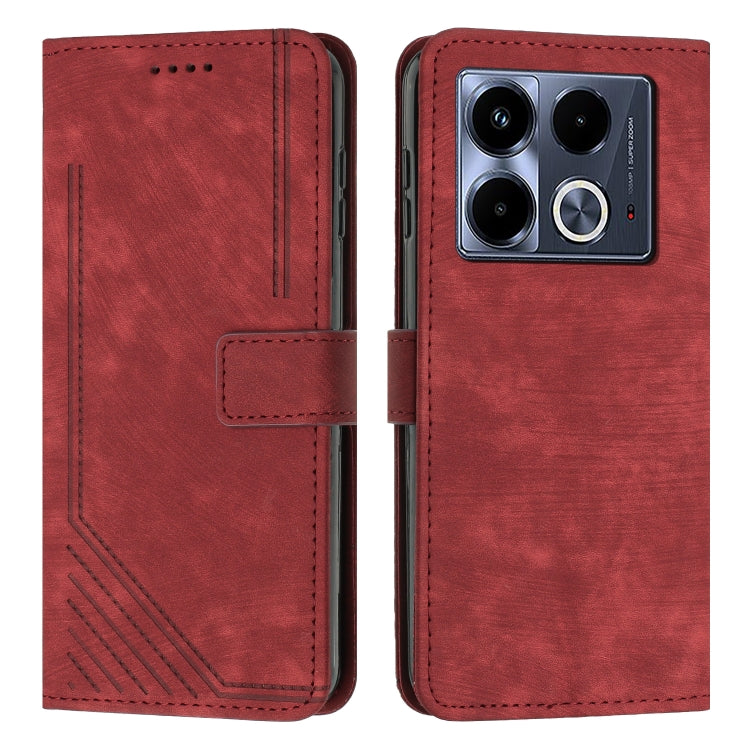 Skin Feel Stripe Pattern Leather Phone Case with Lanyard — view 56