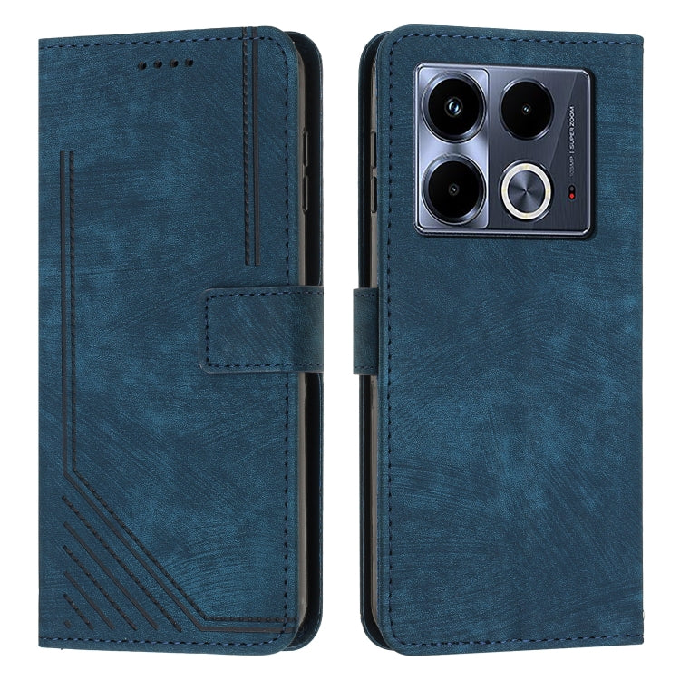 Skin Feel Stripe Pattern Leather Phone Case with Lanyard — view 58
