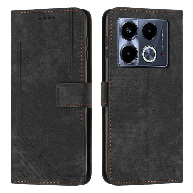 Skin Feel Stripe Pattern Leather Phone Case with Lanyard — view 59