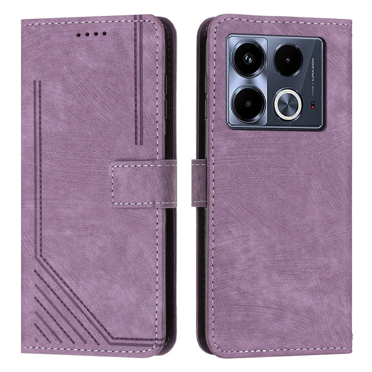 Skin Feel Stripe Pattern Leather Phone Case with Lanyard — view 60