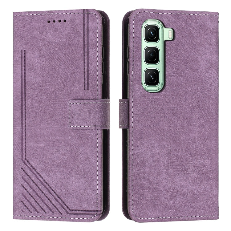 Skin Feel Stripe Pattern Leather Phone Case with Lanyard — view 42