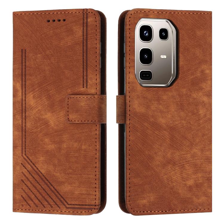 Skin Feel Stripe Pattern Leather Phone Case with Lanyard — view 31