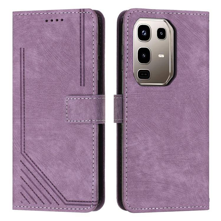 Skin Feel Stripe Pattern Leather Phone Case with Lanyard — view 18