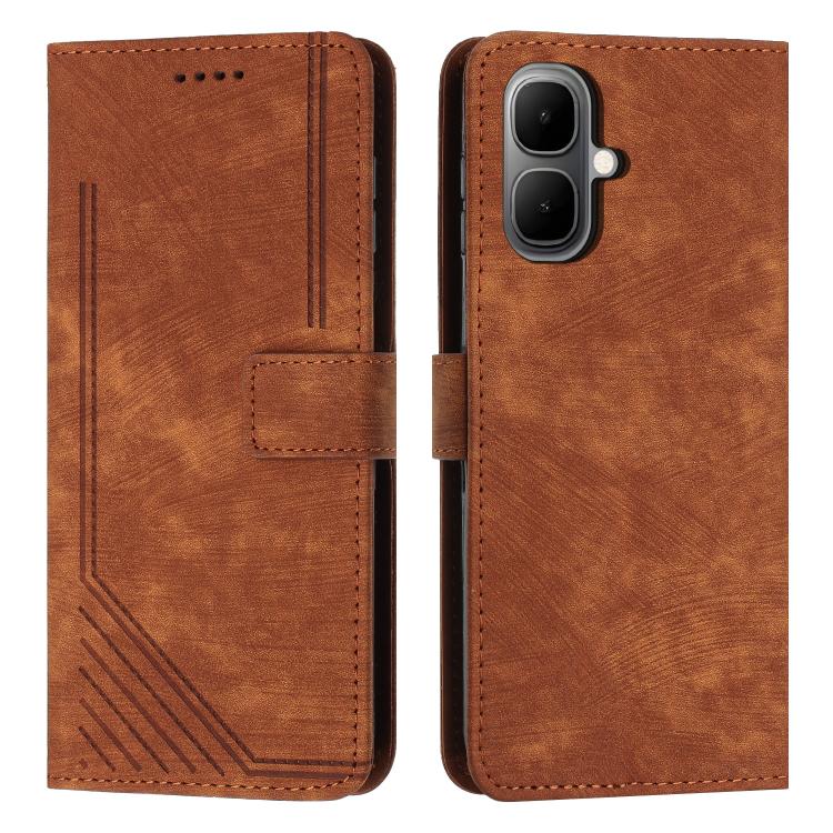 Skin Feel Stripe Pattern Leather Phone Case with Lanyard — view 61
