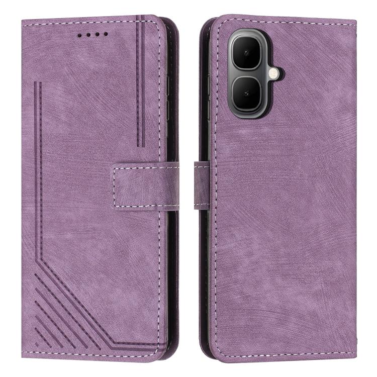 Skin Feel Stripe Pattern Leather Phone Case with Lanyard — view 66