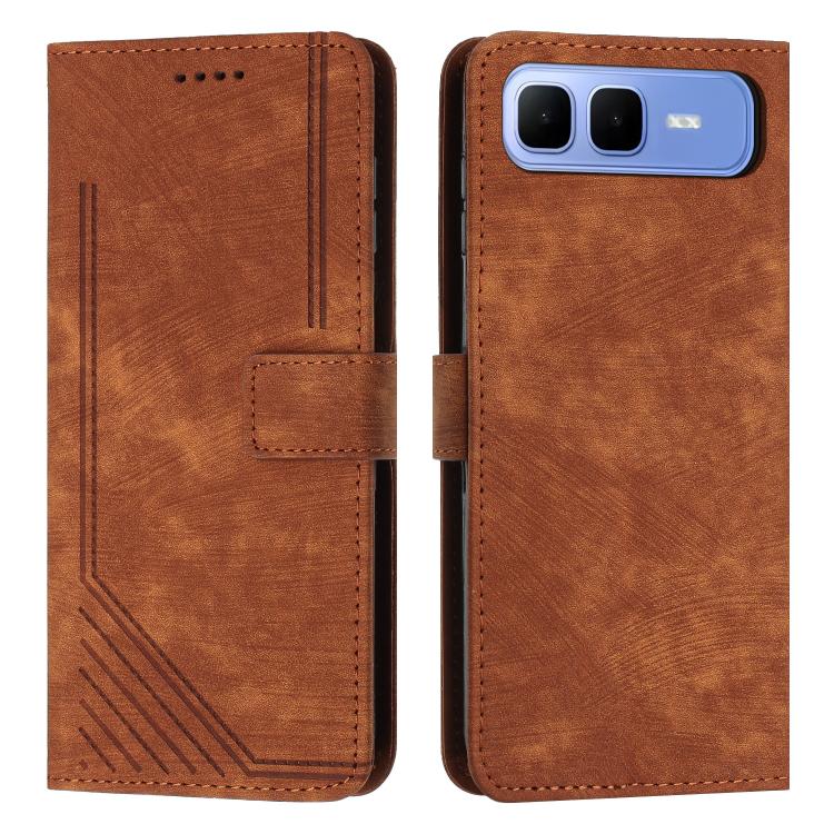 Skin Feel Stripe Pattern Leather Phone Case with Lanyard — view 55