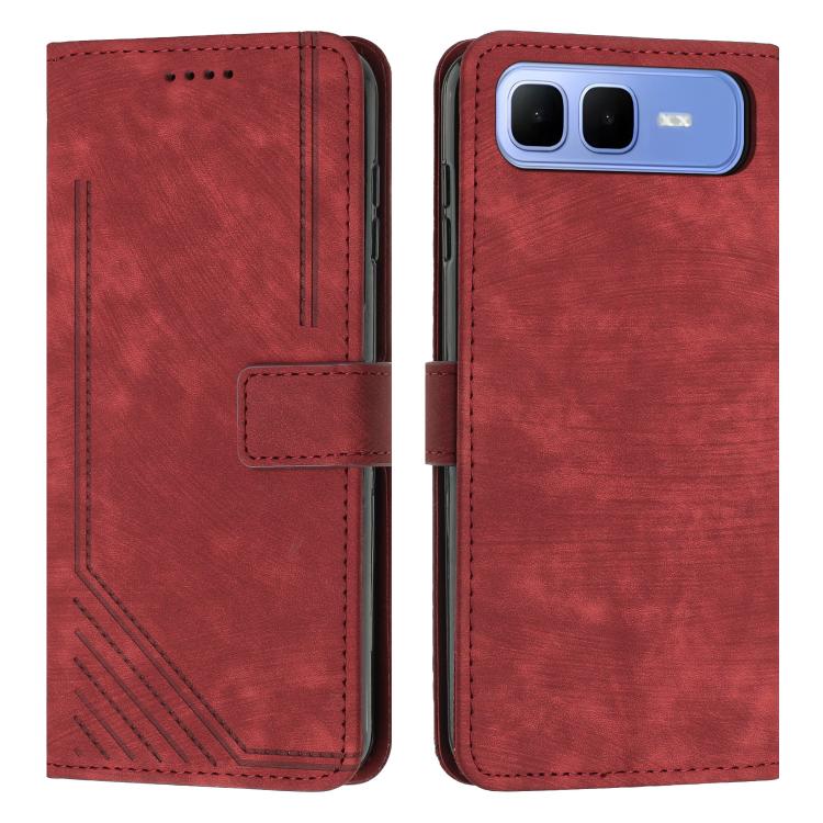 Skin Feel Stripe Pattern Leather Phone Case with Lanyard — view 56