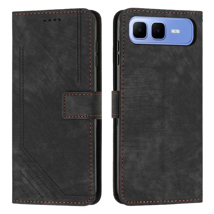 Skin Feel Stripe Pattern Leather Phone Case with Lanyard — view 59