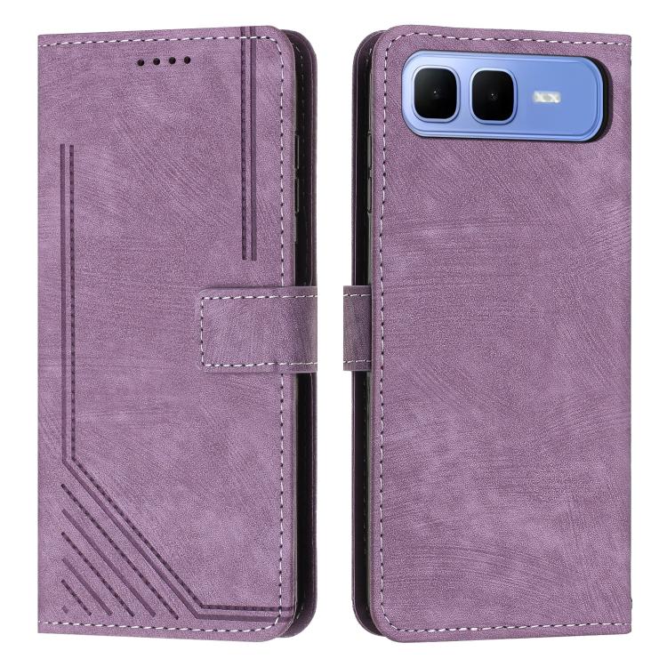 Skin Feel Stripe Pattern Leather Phone Case with Lanyard — view 60