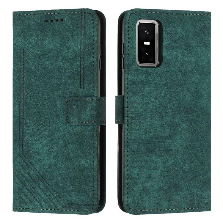 Skin Feel Stripe Pattern Leather Phone Case with Lanyard — For Infinix Hot 50 Pro+ 4G