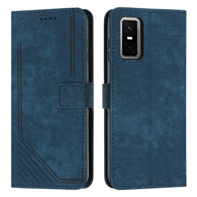Skin Feel Stripe Pattern Leather Phone Case with Lanyard — For Infinix Note 40 5G