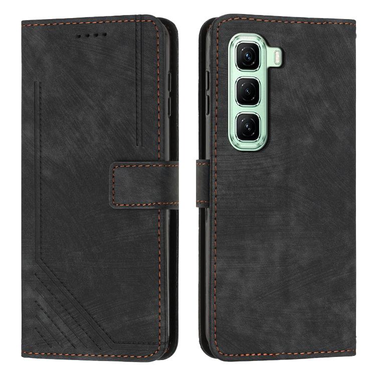 Skin Feel Stripe Pattern Leather Phone Case with Lanyard — view 41