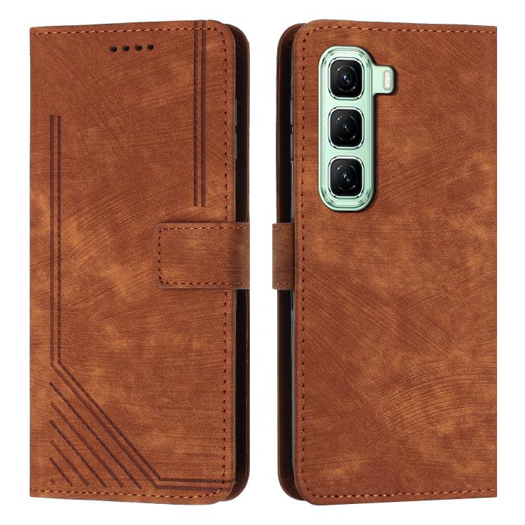 Skin Feel Stripe Pattern Leather Phone Case with Lanyard — view 49